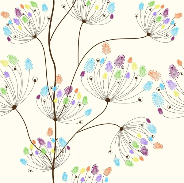 穏やかな花とのシームレスなパターン — ストックベクタ