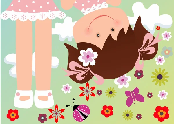 Kız Açık bir yaz çayır