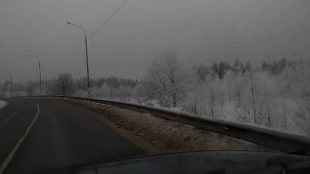 冬の道 車からの眺め — ストック動画