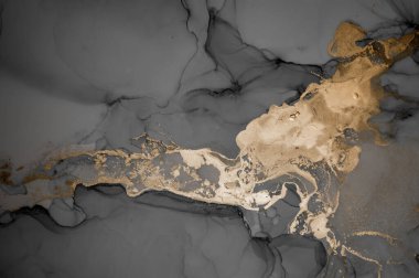 Alkol Mürekkebi. Gri Soyut Resim. Sanat Dalgası