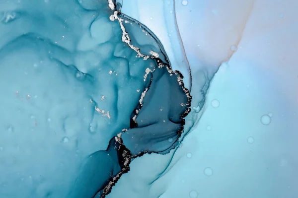 Renkli Okyanus Suyu. Alkol Soyut Mavi Mürekkep