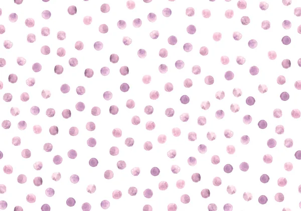 Seamless Watercolour Wallpaper. Graphic Polka Dots Illustration. White Hand Paint Circles. Pink Watercolor Wallpaper. — Stock Photo, Image