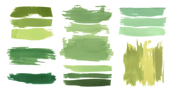 Spalma la vernice verde. Colore forme sfondo. Texture Grunge isolata. Schizzi di strisce disegnate a mano. Spalmare astratto — Vettoriale Stock