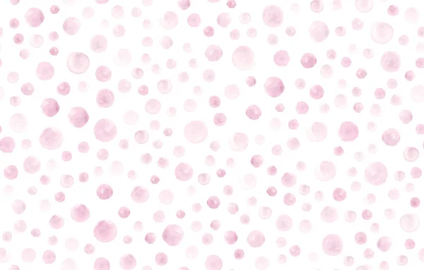 Sömlösa Rose akvarell cirklar. Vintage Hand Paint Dots Bakgrund. Geometriskt handritat tyg. Söt rosa akvarell — Stockfoto