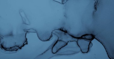 Karıştırma Mürekkebi. Akışkan Dalga Arkaplanı. Mavi Sıvı