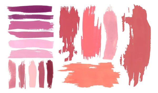 Su Pastası Fırçaları. Çizgi Elementleri. İzole edilmiş Grafik Doku. Art Drawn Spray Banner. Soyut Fırçalar Pembe.