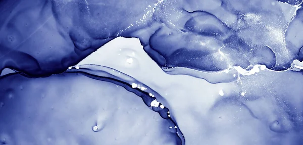 海洋油墨油漆。流体流动背景。靛青 — 图库照片