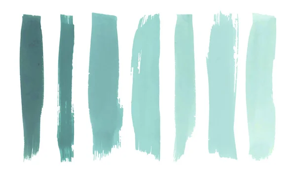 Diseño de pincel de acuarela. Set Grunge Azul. Rayas trazadas vectoriales. Colección de pincel abstracto. Elementos de salpicadura. — Vector de stock