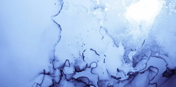 Navy Tuschemalerei. Flüssiger Wellenmix. Blaue Abstraktion — Stockfoto