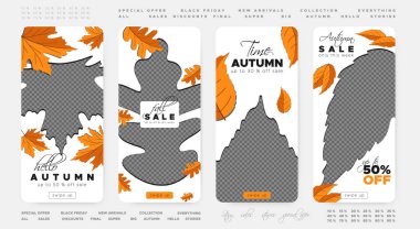 Sonbahar Satış Arkaplanı. Turuncu Yaprak Sonbahar Mekiği. Şükran Günü Yaprak Duvar kağıtları. Sonbahar Hikayesi Sancağının Vektör Kümesi.