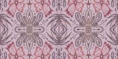 Çiçek desenli bir el çizimi. Kusursuz soyut batik izi.