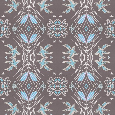 Soyut halk süsü. Kusursuz etnik tasarım. Suluboya çiçek arkaplanı.