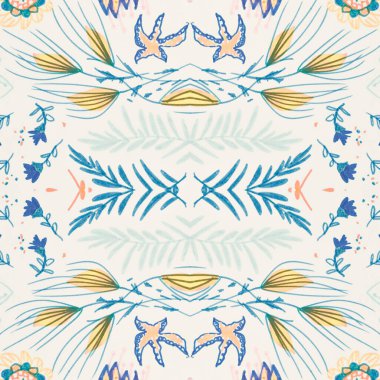 Soyut halk süsü. Kusursuz etnik tasarım. Suluboya çiçek arkaplanı.