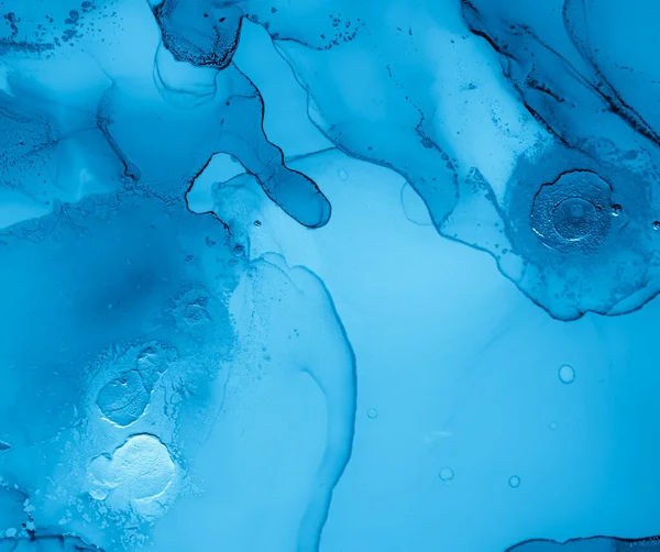 Blandningsbläck. Oljevåg bakgrund. Blå abstrakt — Stockfoto