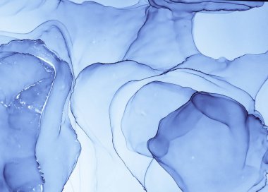 Airy Ink Boyası. Yağ Dalgası Çizimi. Mavi