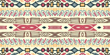 Kusursuz Peru deseni. El çizimi Aztek illüstrasyonu.