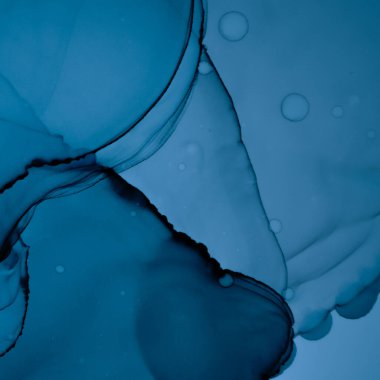 Mürekkep Renkleri Karışımı. Yağ Dalgası Arkaplanı. Mavi Sıvı