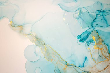 Altın Soyut Sıvı. Tuvale Alkol Mürekkebi.