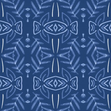 Kusursuz çiçek deseni. Soyut etnik baskı. Suluboya batik arkaplanı.