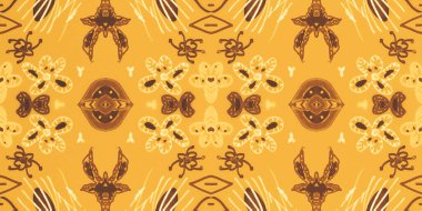 Çiçek desenli bir el çizimi. Kusursuz soyut batik izi.