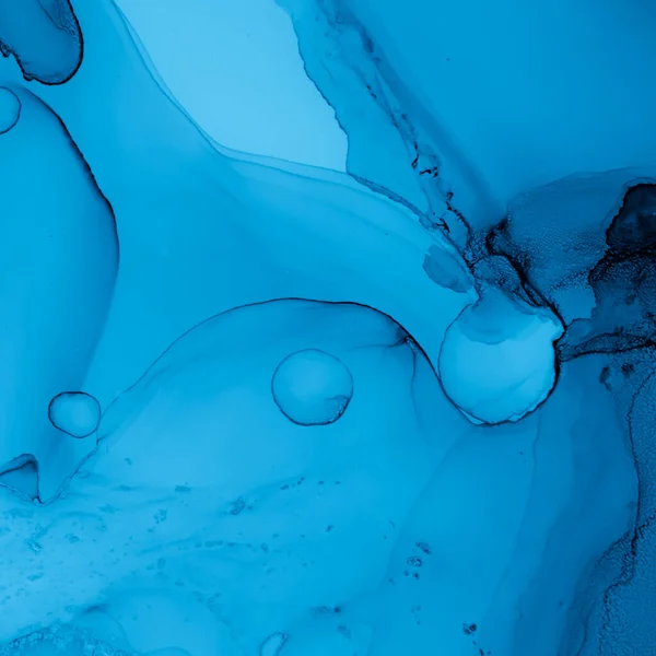 Mezcla de colores de tinta. Ilustración de flujo de arte. Azul. — Foto de Stock