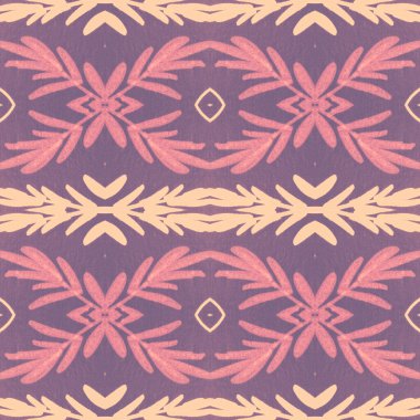 Soyut halk süsü. Kusursuz etnik tasarım. Suluboya çiçek arkaplanı.