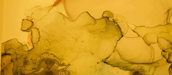 Gold Fluid Art. Liquid Abstract Illustration. Alcohol Ink Texture. Marble Effect. Fluid Art. Modern Wave Wallpaper. Golden Contemporary Drops. Yellow Acrylic Oil Background. Marble Fluid Art.