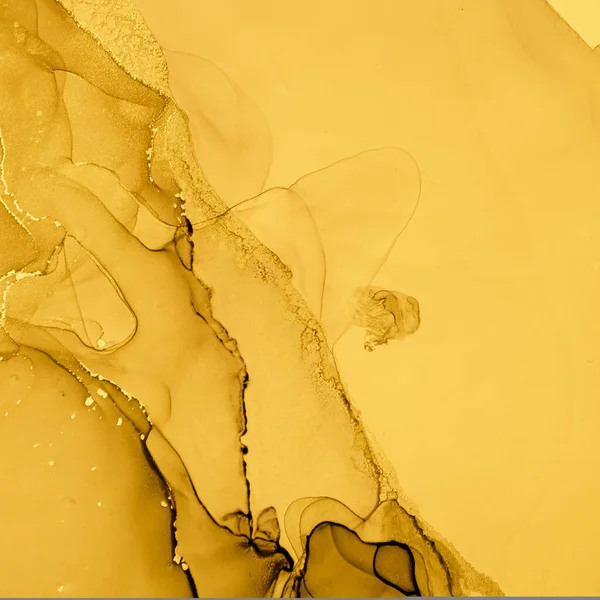 Gold Fluid Art. Liquid Marble Illustration. Acrylic Oil Pattern. Abstract Design. Fluid Art. Gradient Flow Background. Yellow Sophisticated Drops. Glitter Alcohol Ink Wallpaper. Liquid Fluid Art.