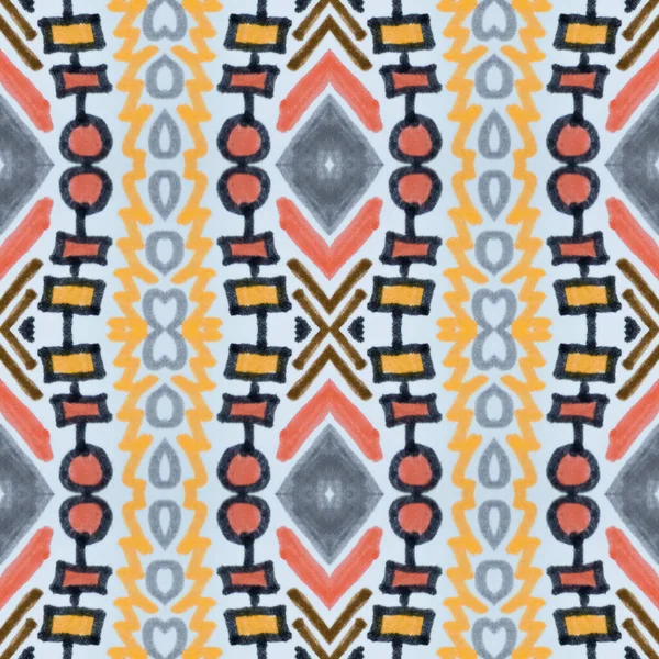 ナバホのシームレスな背景 アフリカ版 ヴィンテージアメリカのイラスト インディアンの装飾品を粉砕しなさい ペルーのファブリックデザイン 幾何学的な民族性の質感 七条シームレスパターン — ストック写真