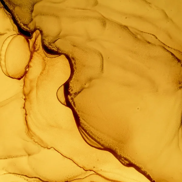 Gold Fluid Art. Marble Abstract Wallpaper. Acrylic Oil Design. Liquid Painting. Fluid Art. Modern Wave Illustration. Golden Contemporary Paper. Yellow Alcohol Ink Background. Liquid Fluid Art.