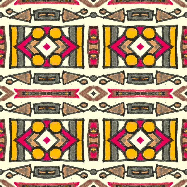 Fondo Sin Costuras Navajo Textura Africana Vintage Ilustración Nativa Dibujada — Foto de Stock