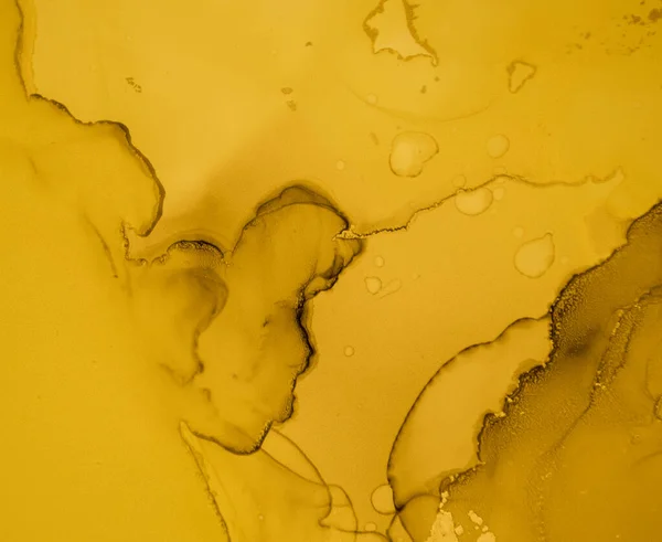 Gold Fluid Art. Liquid Abstract Background. Alcohol Ink Effect. Marble Pattern. Fluid Art. Creative Flow Illustration. Yellow Watercolor Drops. Luxury Acrylic Oil Wallpaper. Abstract Fluid Art.