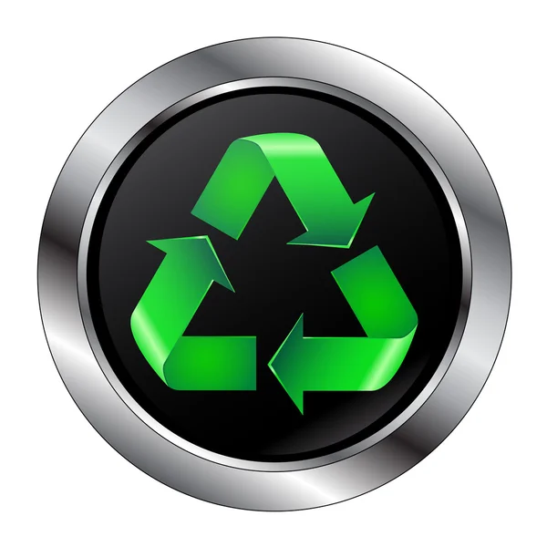Recykling symbol szkło przycisk — Wektor stockowy