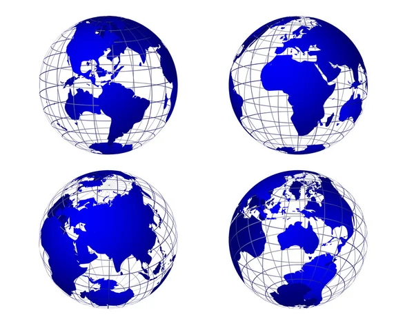 La Terre à partir de 4 vues — Image vectorielle