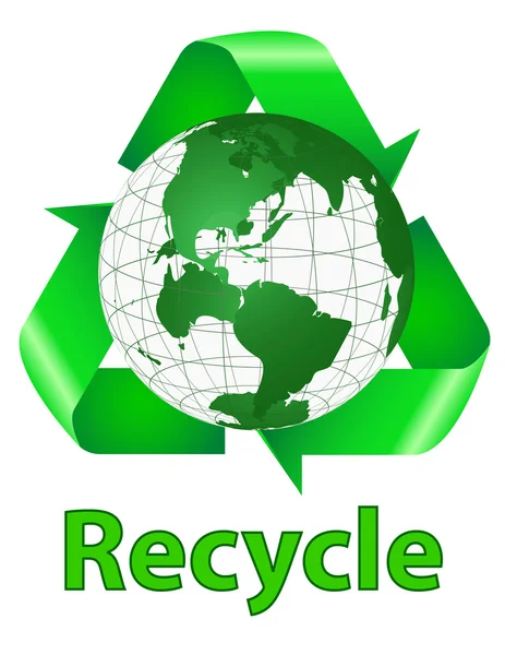 Reciclar el símbolo detrás de la tierra con "Reciclar " Gráficos Vectoriales