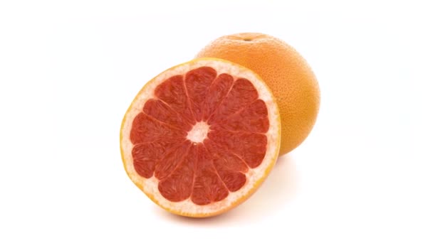 Grapefruit Izolován Žlutý Citron Bílém Pozadí Citrusy Izolovat — Stock video