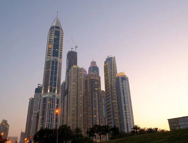 Pôr do sol em Dubai Marina — Fotografia de Stock