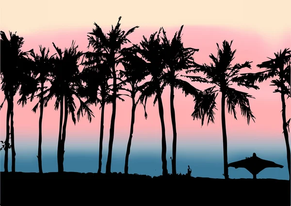 Sunset on the beach of Persian Gulf — Stock Vector