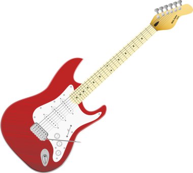 Kırmızı vektör elektro gitar. müzik hayatında.