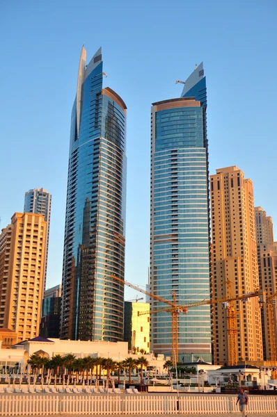 Dubai skyscrapers, summer twins. — Stock Photo, Image
