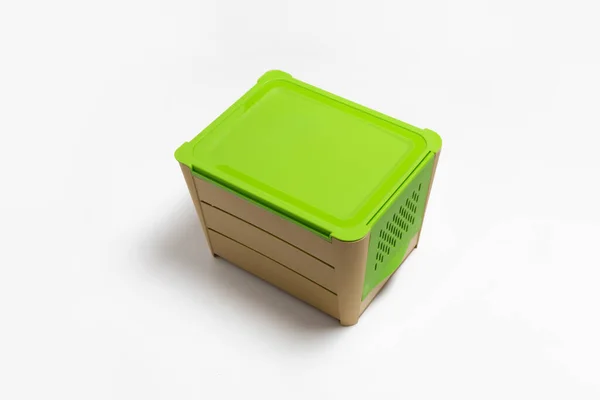 Plastic Potato Storage Box Isolated White Background High Resolution Photo — Stock Photo, Image