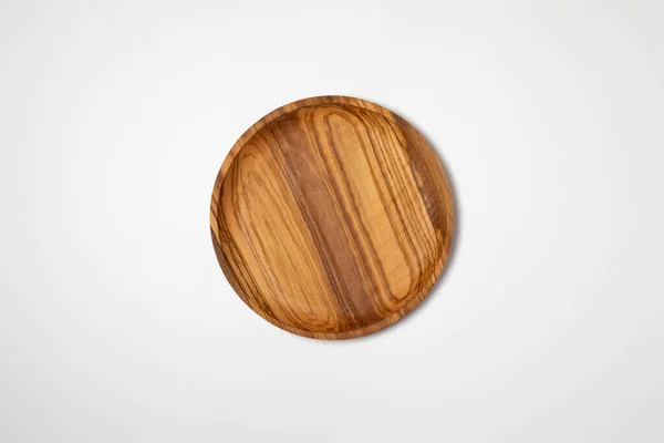 Wooden Plate Isolated White Background High Resolution Photo Top View — Stock Photo, Image