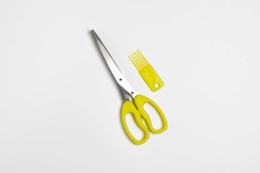 Temiz taraklı bitkisel makas beyaz arka planda izole edildi. Yüksek çözünürlüklü fotoğraf.