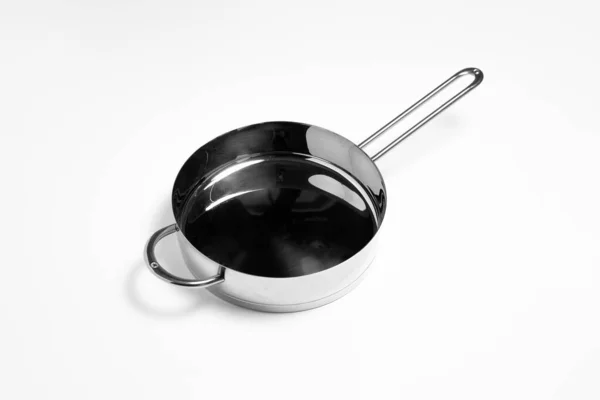 Stainless Steel Frying Pan Isolated White Background High Resolution Photo — Stockfoto