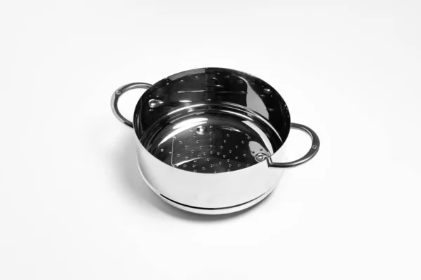 Stainless Steel Cooking Pot Isolated White Background Cooking Pot High — 图库照片
