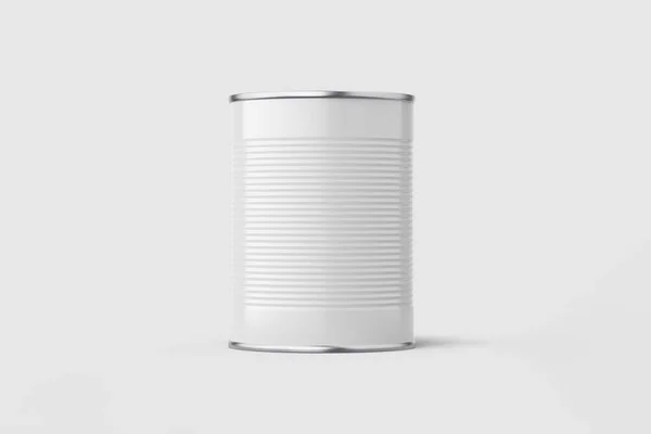 Κονσερβοκούτι Τροφίμων Ανοιχτήρι Πάνω Όψη Λευκό Φόντο Mock Συσκευασία Τροφίμων — Φωτογραφία Αρχείου