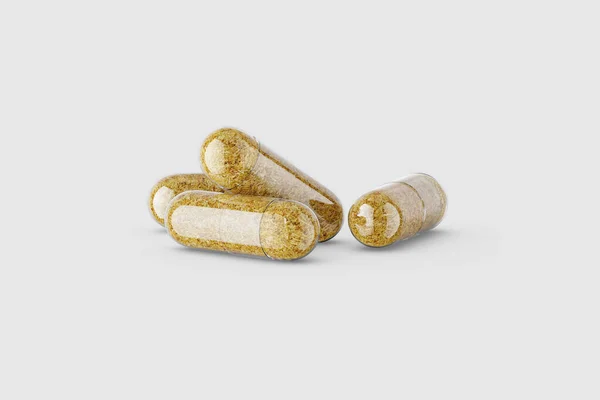 Κάψουλα Βοτάνων Συμπλήρωμα Διατροφής Βιταμίνη Χάπι Φυτικά Φάρμακα Που Απομονώνονται — Φωτογραφία Αρχείου
