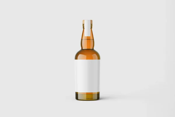 Full Whiskey Bottle Isolated White Background Rendering Mock — Stock Photo, Image