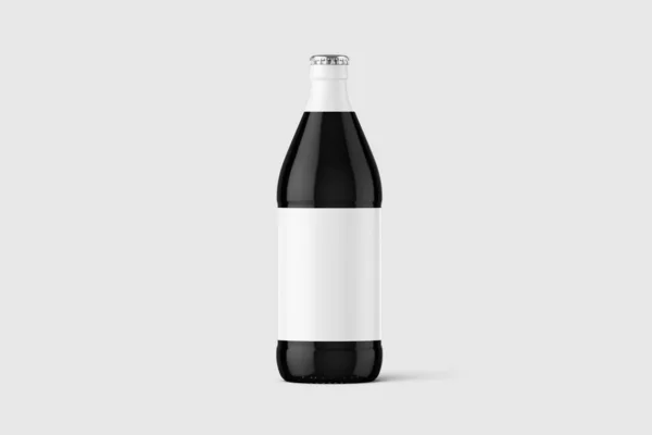 白を基調としたダークビールボトル 3Dレンダリング モックアップ — ストック写真
