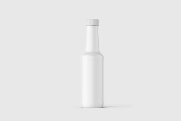 Witte Glanzende Plastic Fles Met Ronde Dop Voor Saus Ketchup — Stockfoto